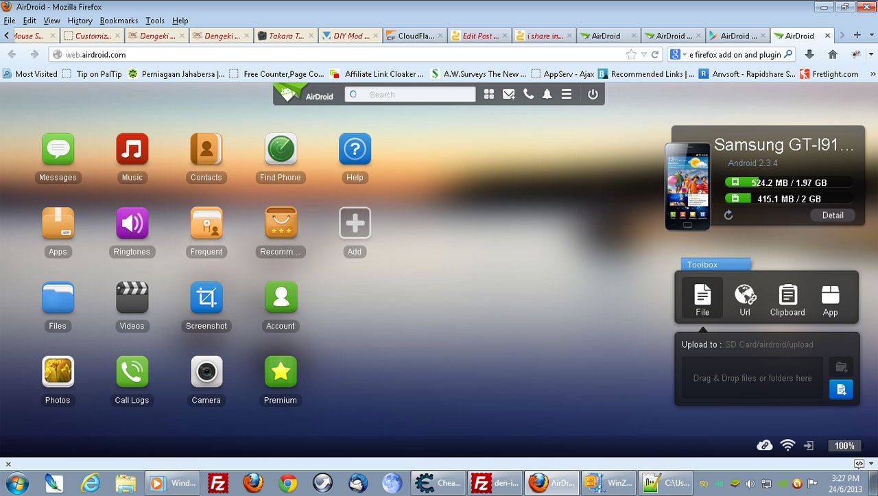 AirDroid on Air on the Web